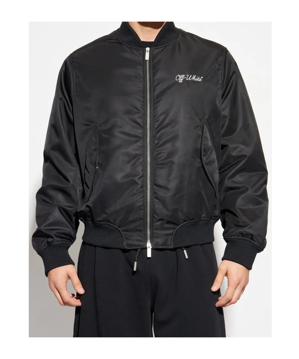 Off-White Logo Embroidered Bomber Jacket