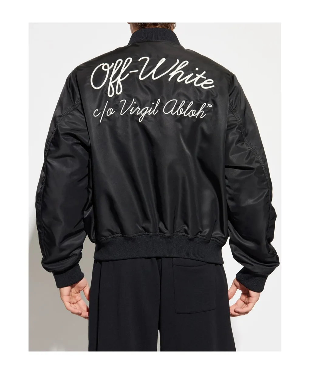 Off-White Logo Embroidered Bomber Jacket