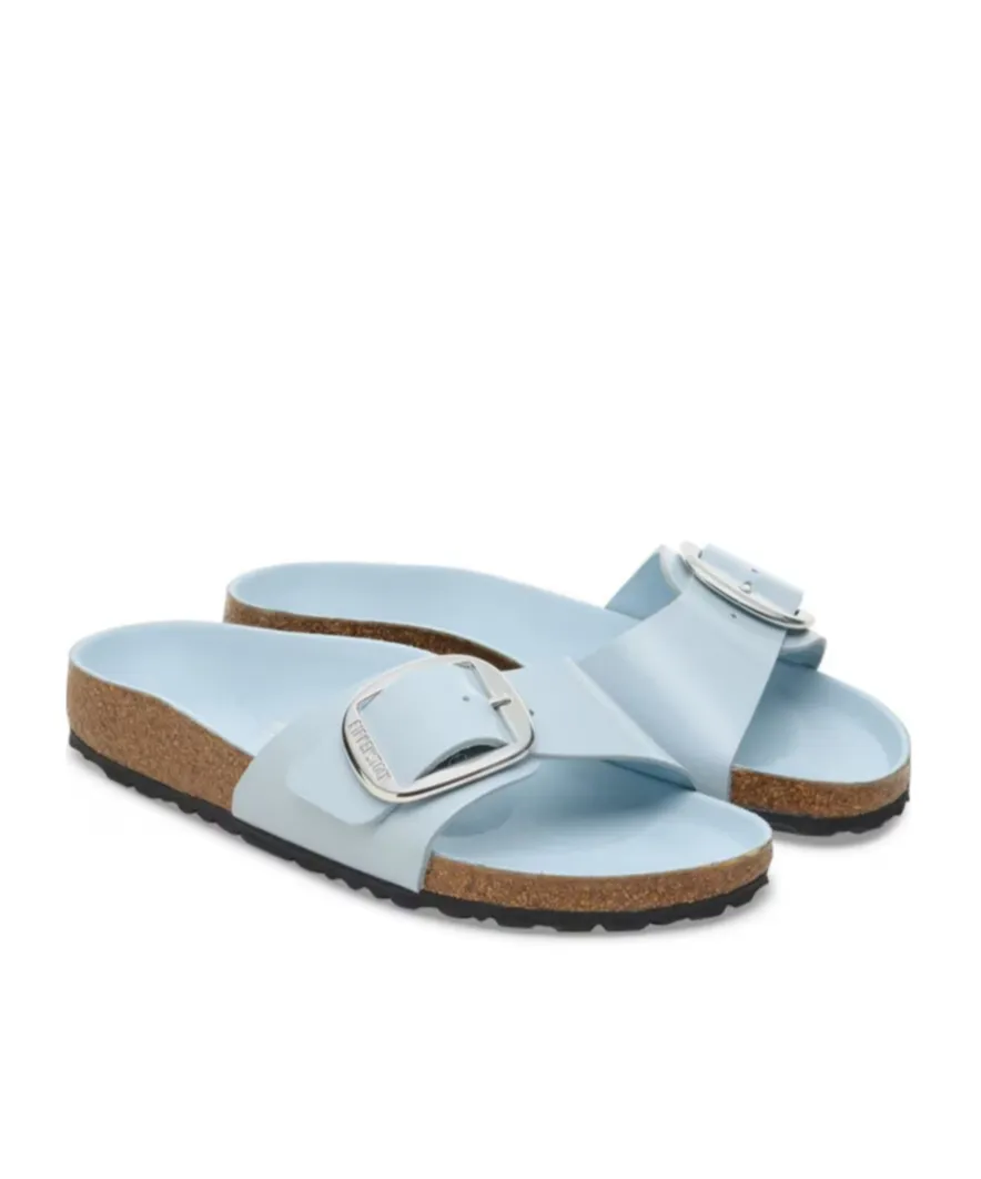 Buckle Patent Leather Flat Sandals