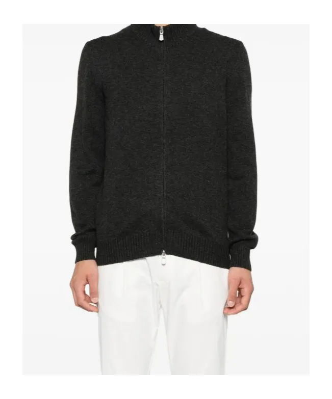 Zip-Front Ribbed Cardigan