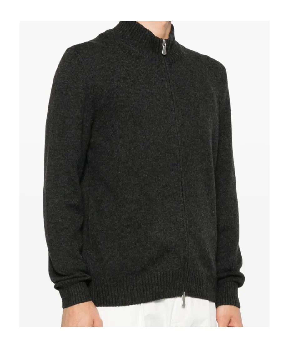 Zip-Front Ribbed Cardigan