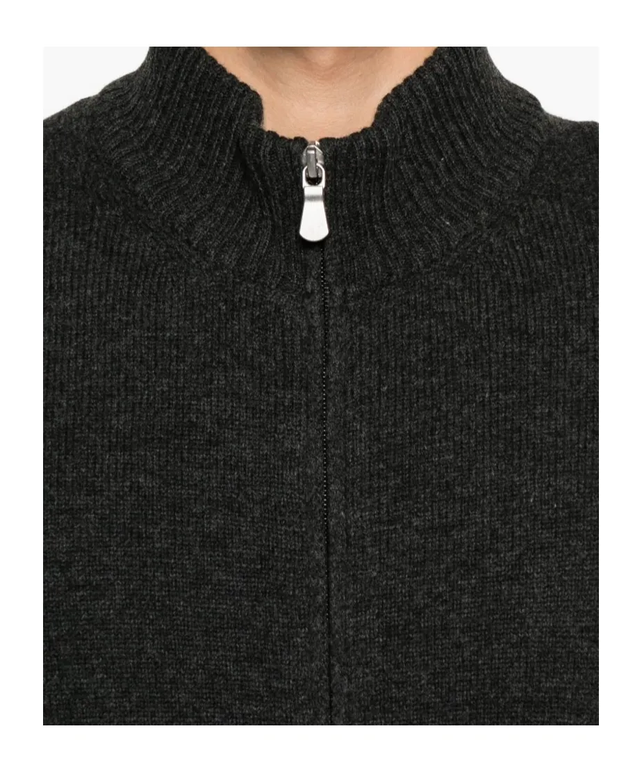 Zip-Front Ribbed Cardigan