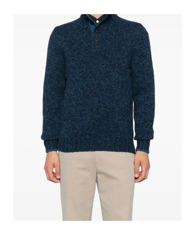 Mock-Neck Button Cardigan