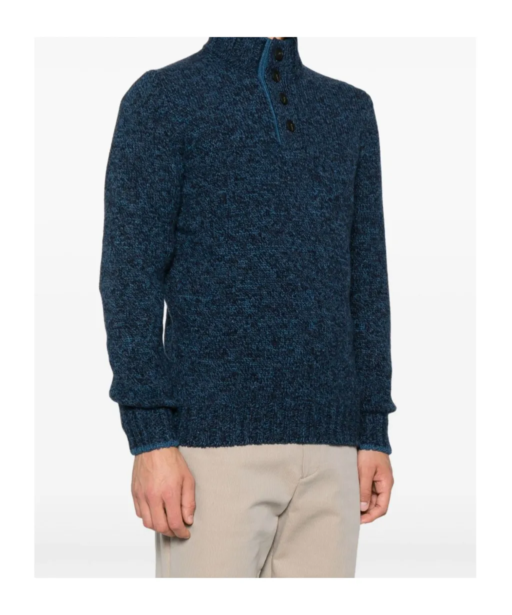 Mock-Neck Button Cardigan