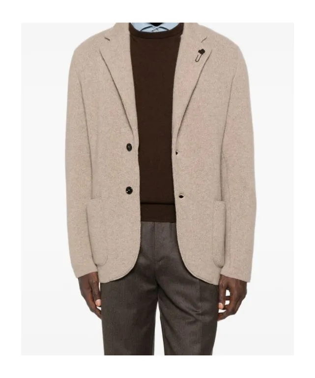 Patch-Pockets Buttoned Blazer
