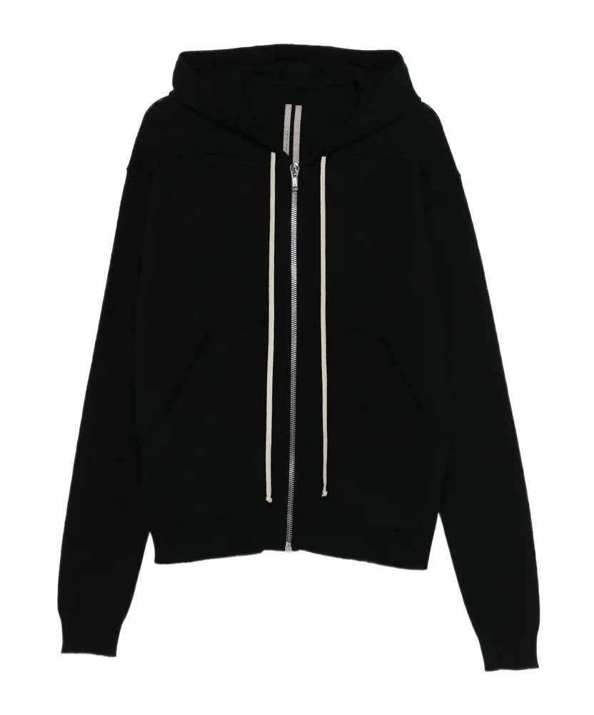 Rick Owens Zipped Drawstring Knitted Hoodie
