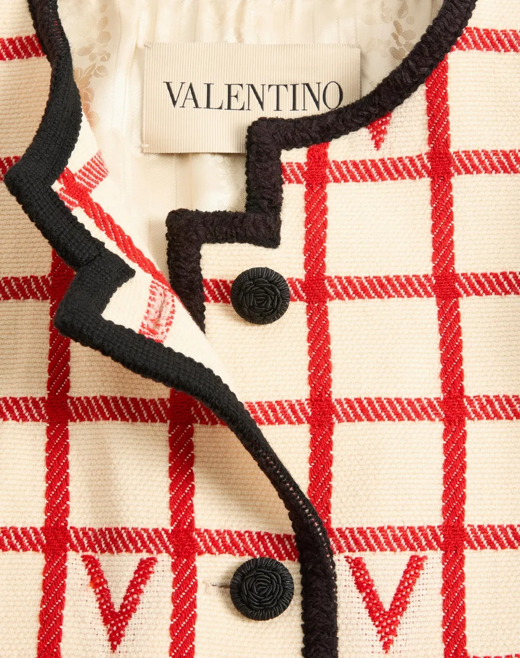Valentino Grid Patterned Button-Up Jacket