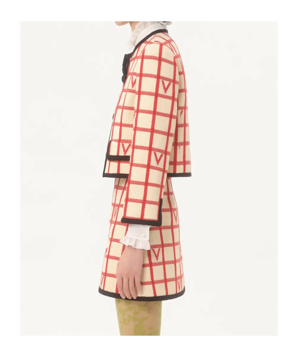 Valentino Grid Patterned Button-Up Jacket
