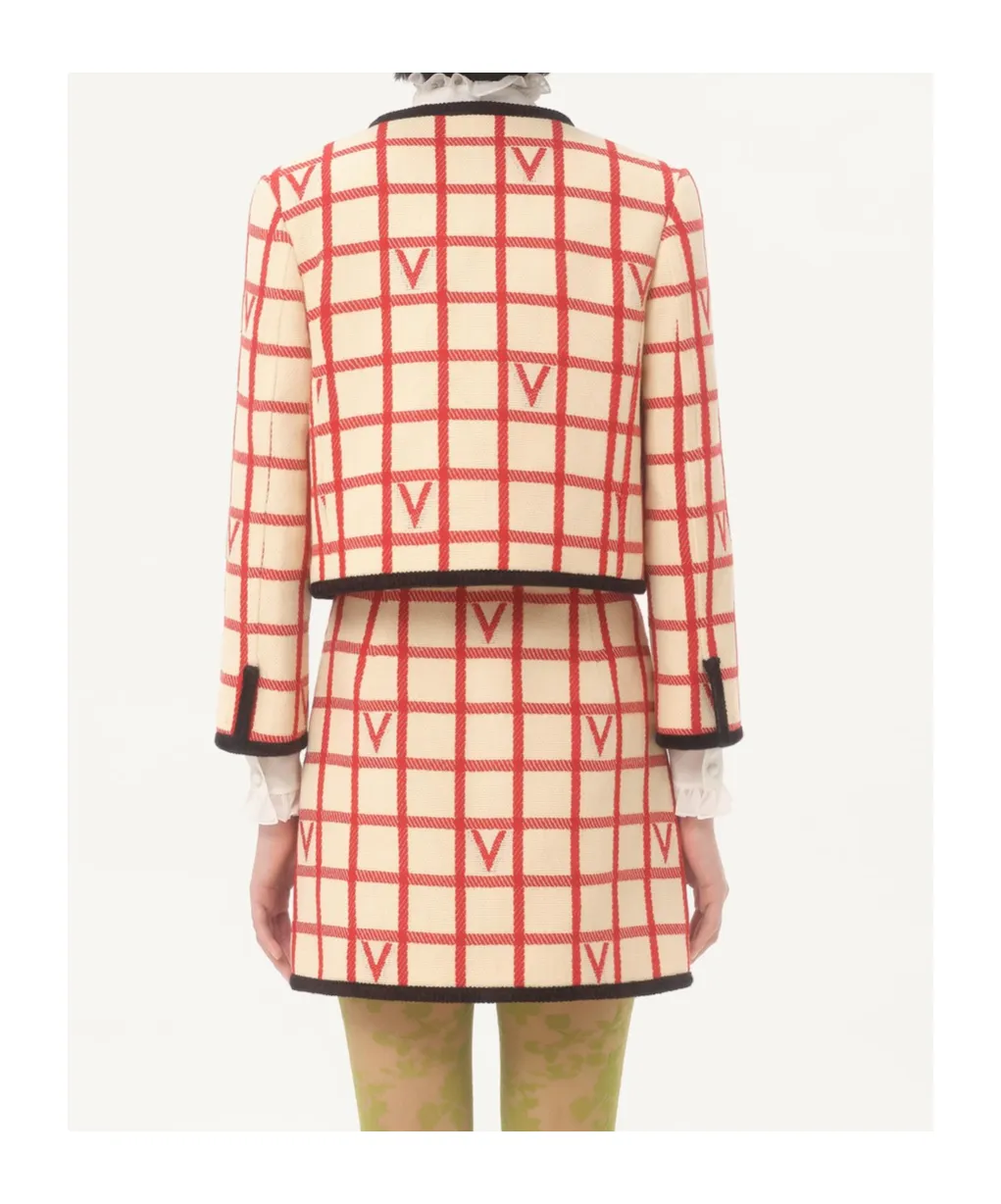 Valentino Grid Patterned Button-Up Jacket