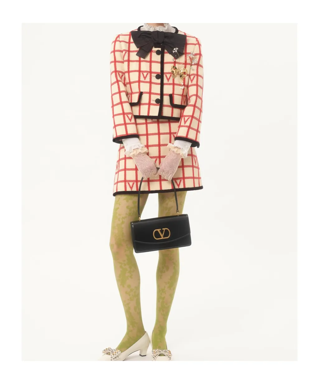 Valentino Grid Patterned Button-Up Jacket
