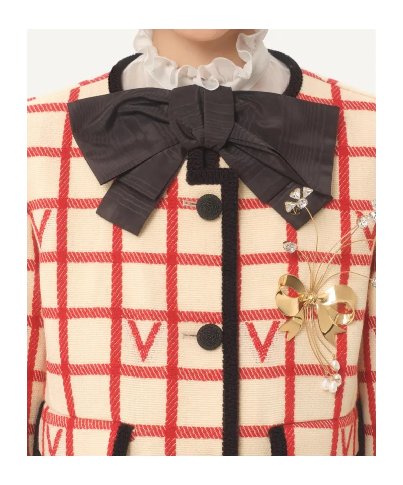 Valentino Grid Patterned Button-Up Jacket