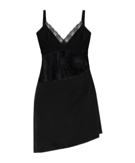 Lace-Insert Slip Mini Dress