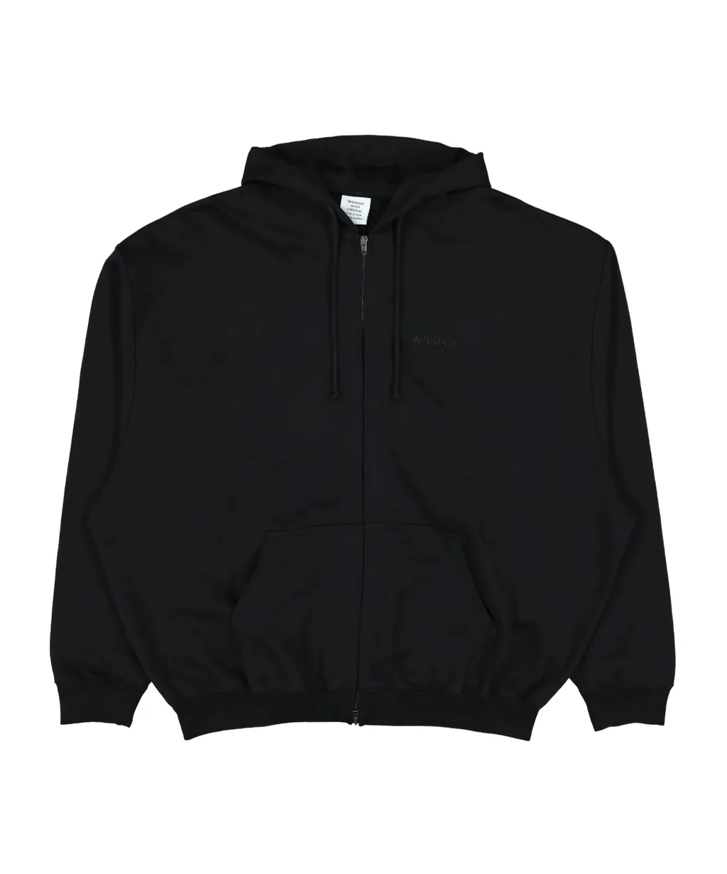 Vetements Logo Embroidered Zip-Up Drawstring Hoodie