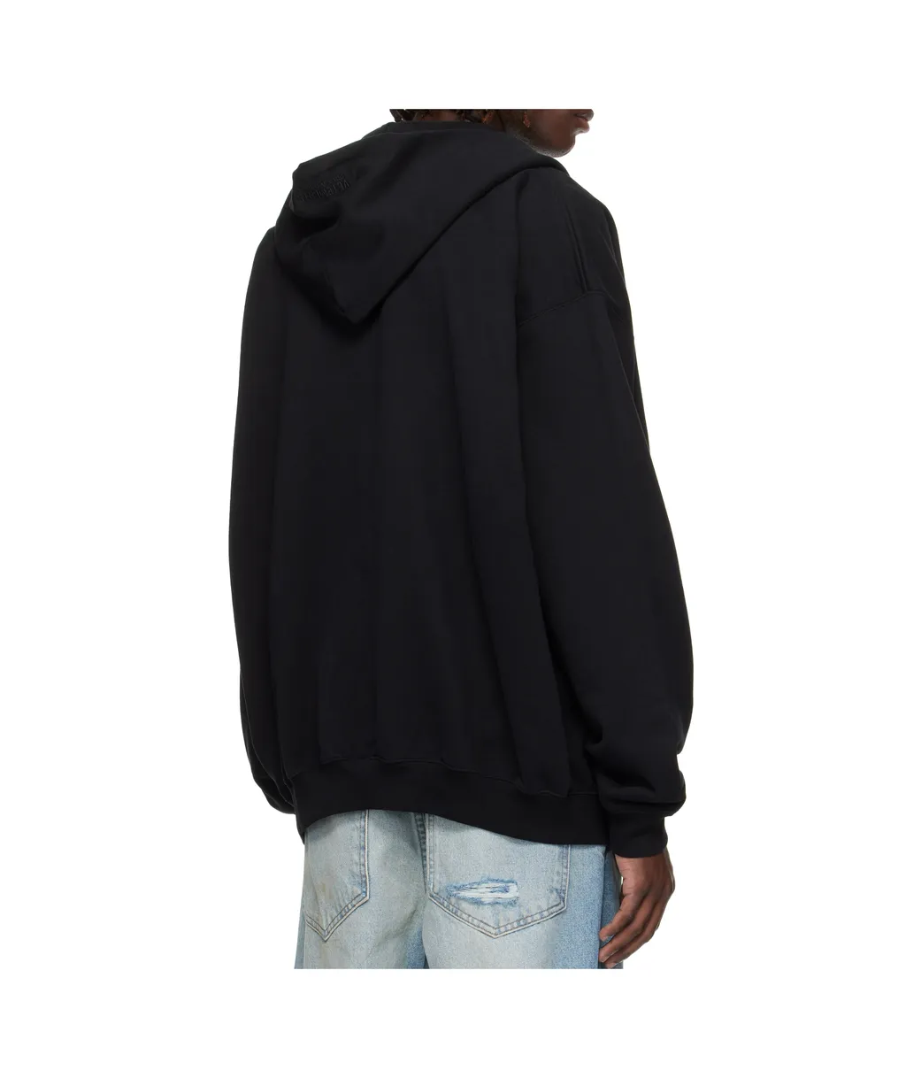Vetements Logo Embroidered Zip-Up Drawstring Hoodie