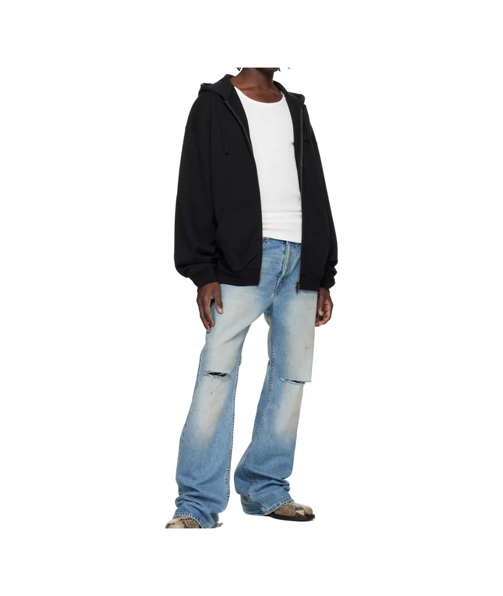 Vetements Logo Embroidered Zip-Up Drawstring Hoodie