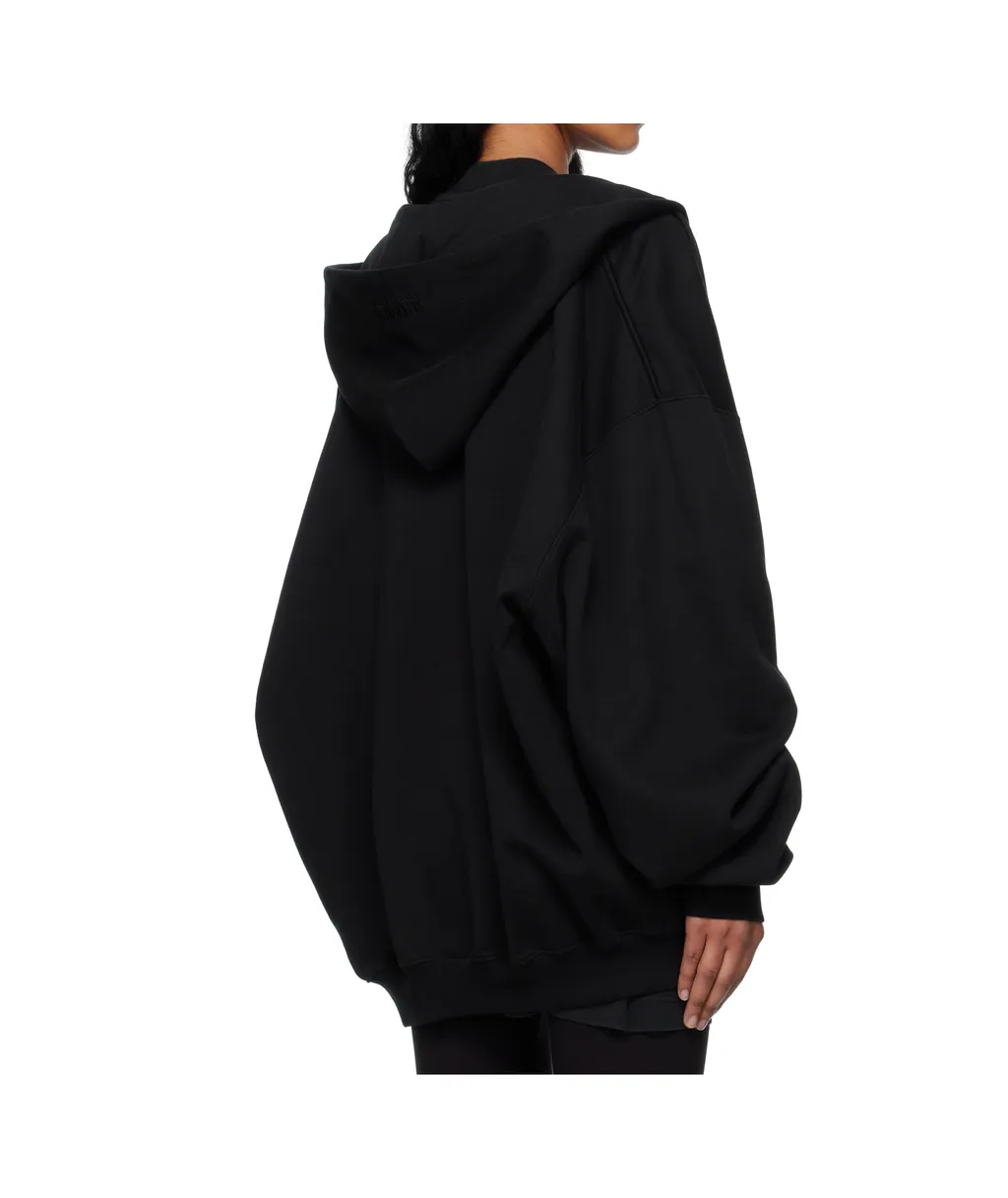 Vetements Logo Embroidered Zip-Up Drawstring Hoodie