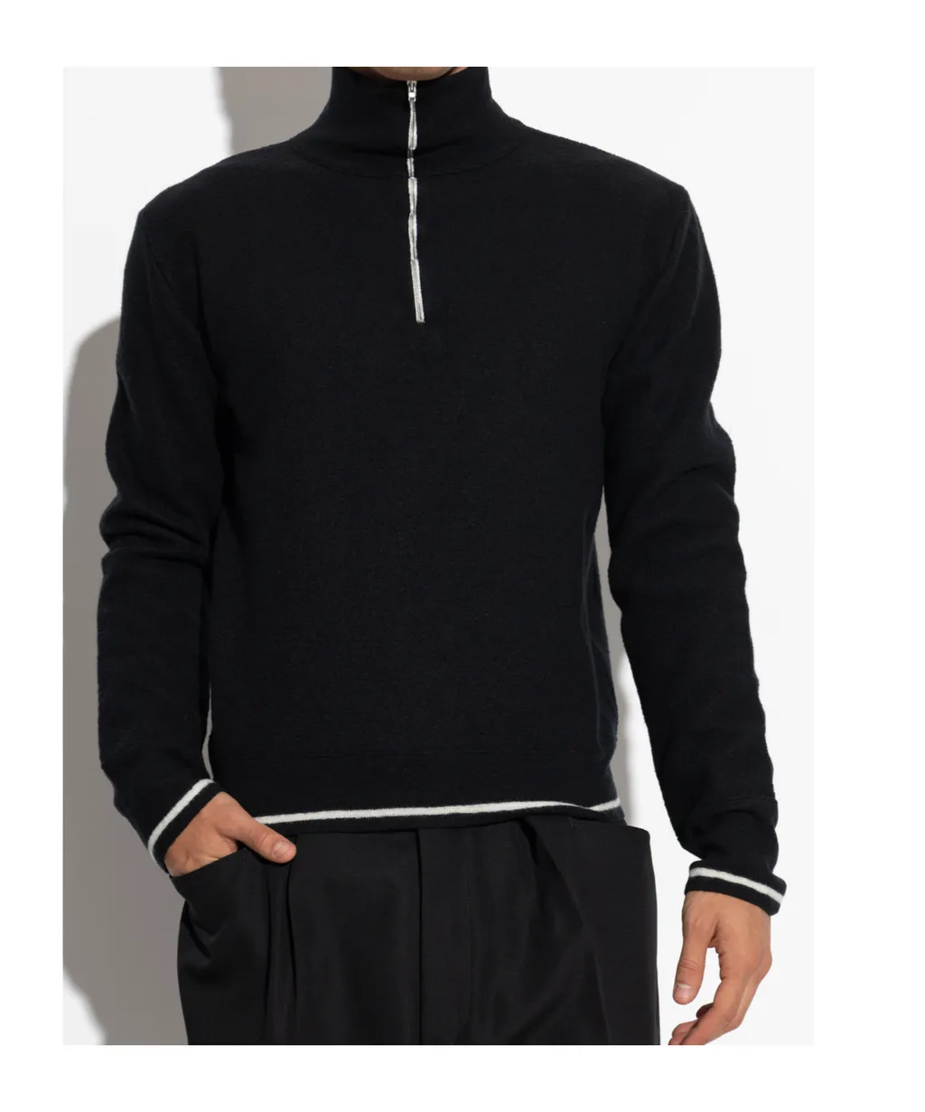 High-Neck Front-Zip Sweater