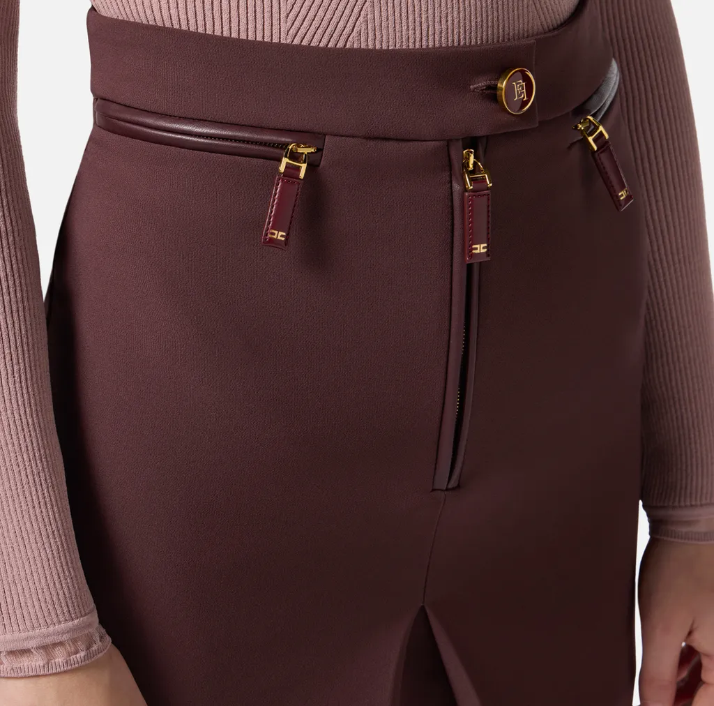 Elisabetta Franchi Zipped Double Layer CrÊPe Skirt