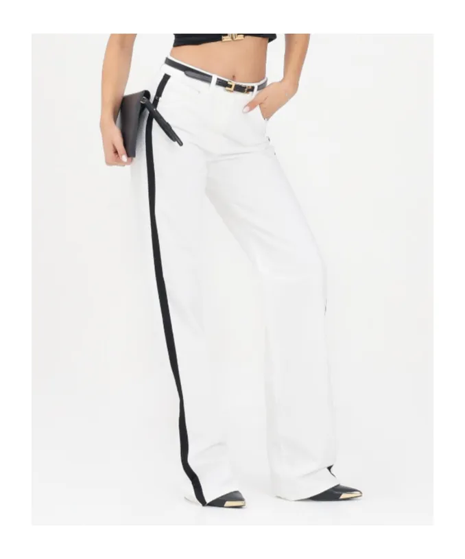 Side-Stripe Belted Trousers