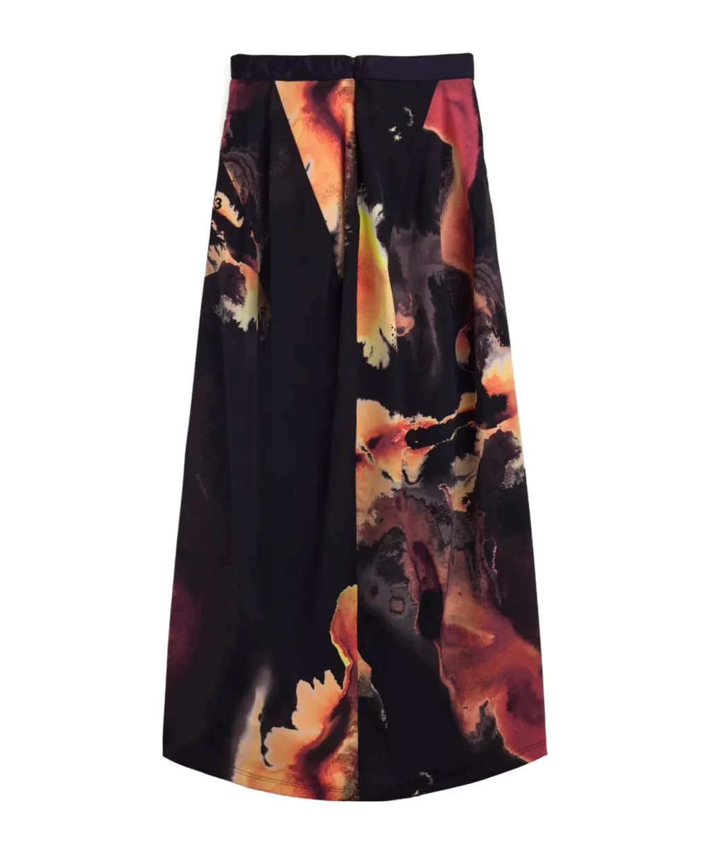 Abstract-Print Long Skirt