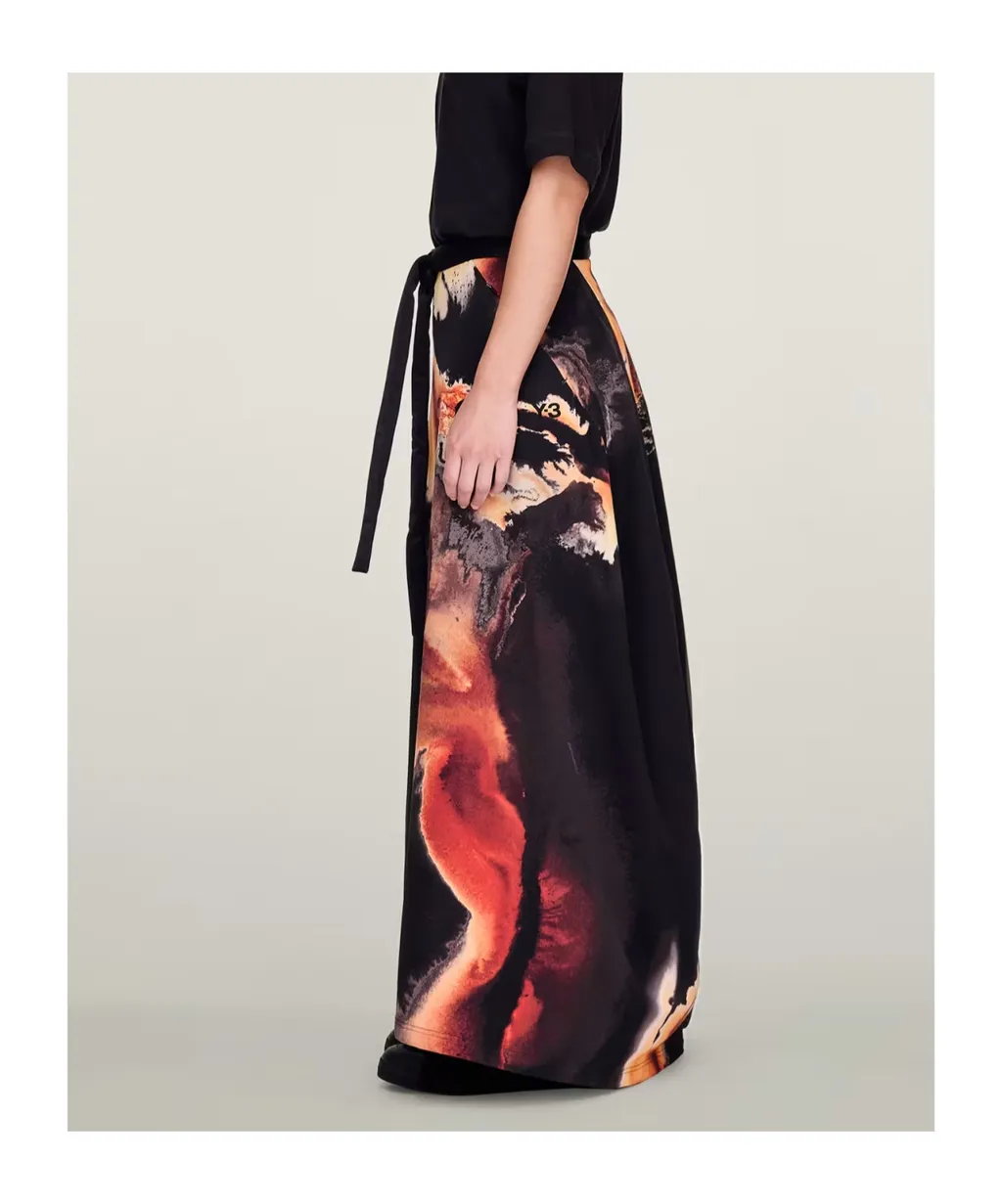 Abstract-Print Long Skirt