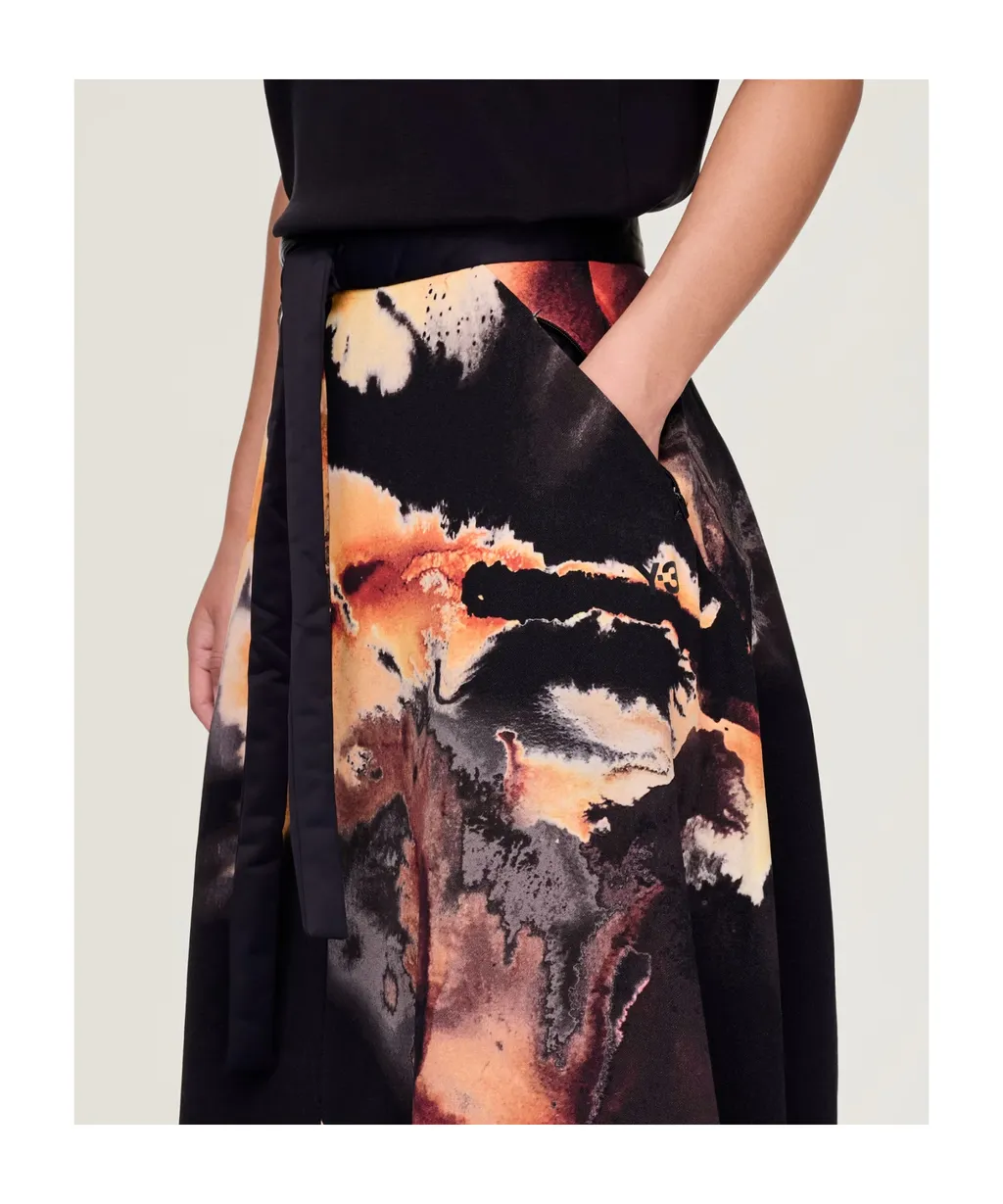 Abstract-Print Long Skirt