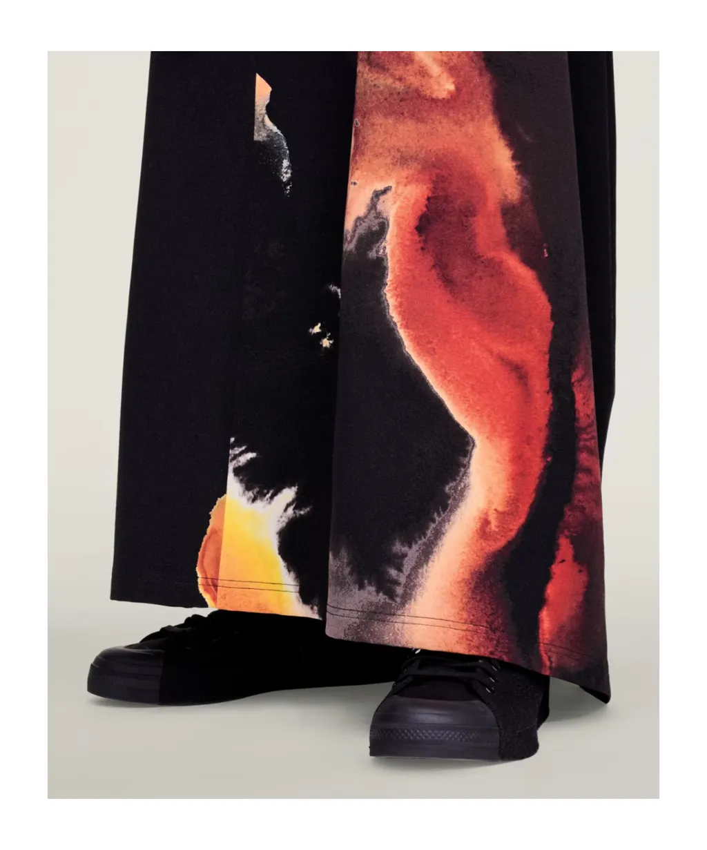 Abstract-Print Long Skirt