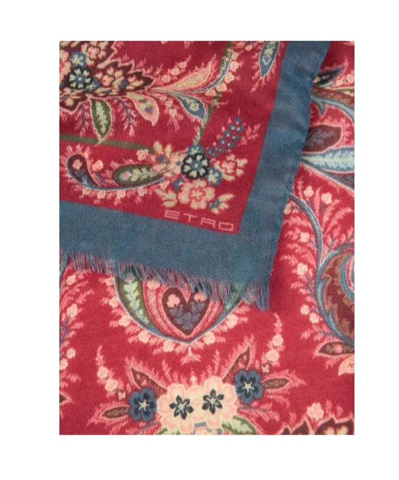 Wool, Cashmere And Silk Scarf With Print