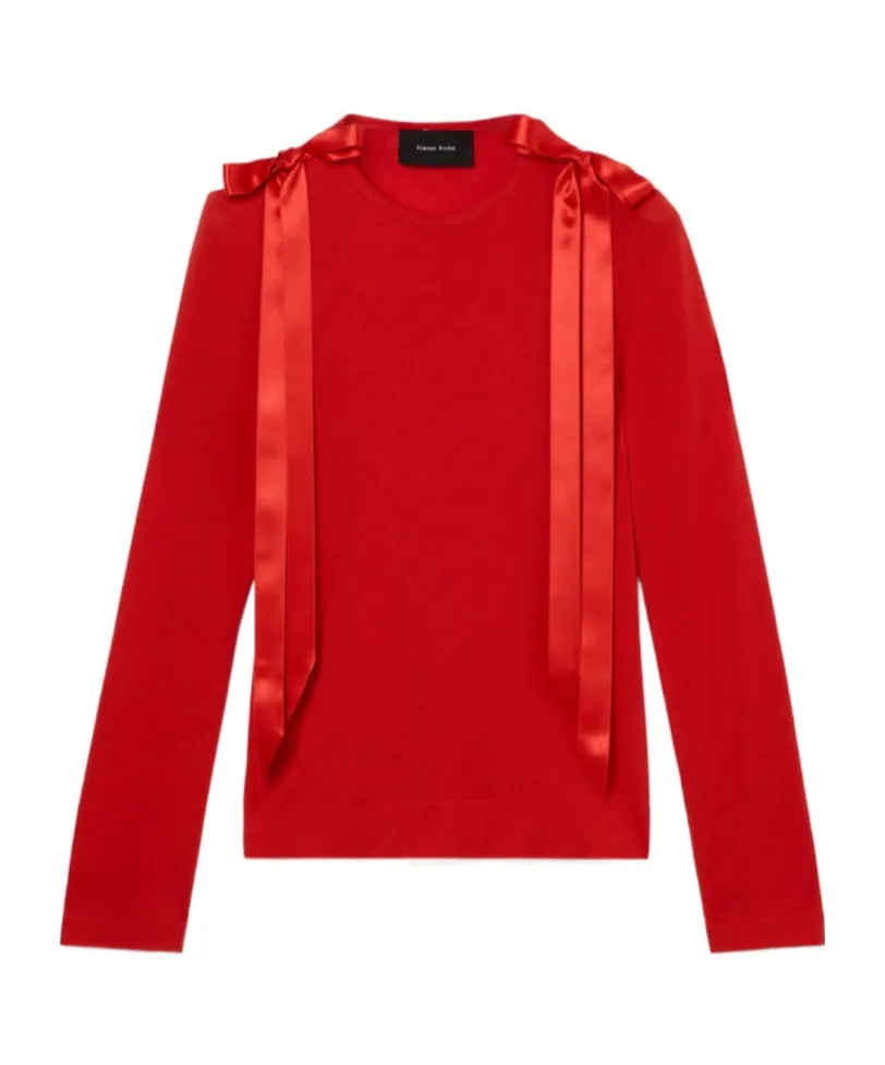 Bow Ribbon Tail Long Sleeve T-Shirt