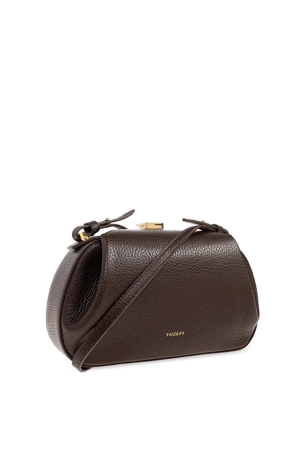 Leather Clasp-Detail Shoulder Bag