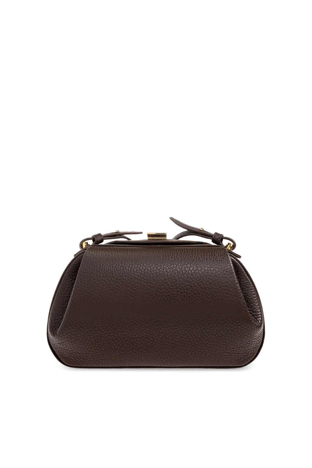 Leather Clasp-Detail Shoulder Bag