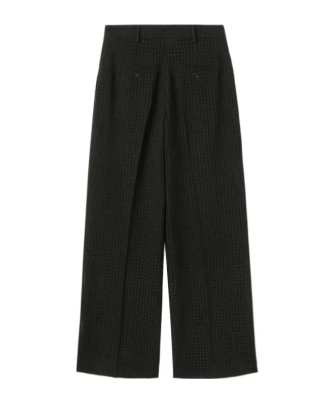 Grid-Pattern Cotton Trousers