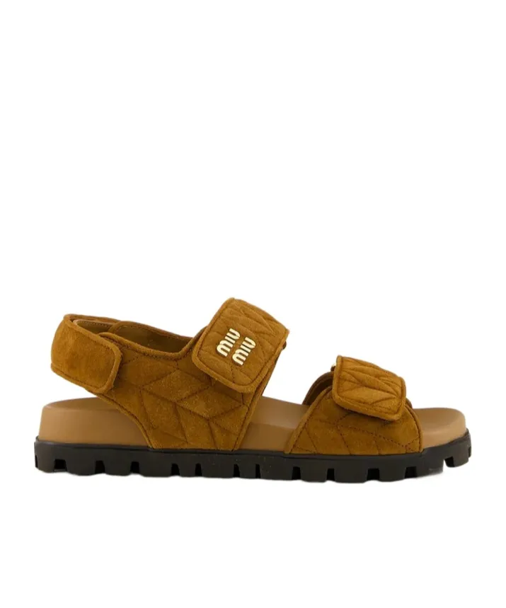 Sporty Quilted Double-Strap Sandals