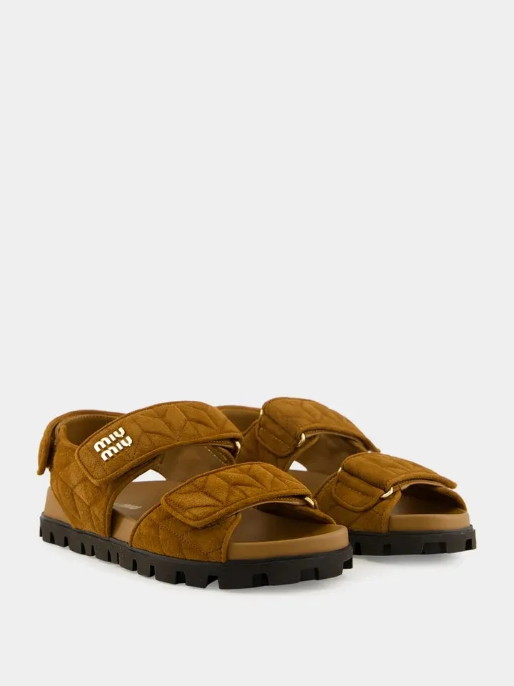 Sporty Quilted Double-Strap Sandals