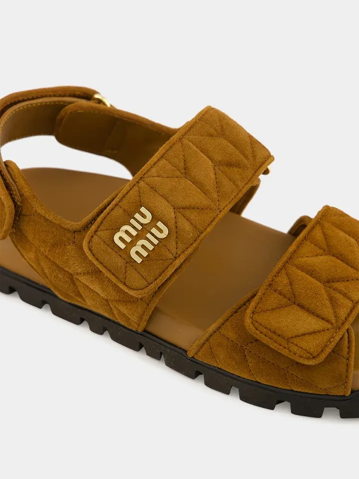 Sporty Quilted Double-Strap Sandals