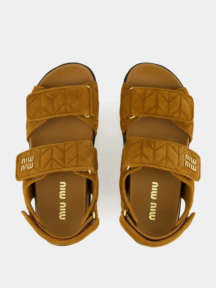 Sporty Quilted Double-Strap Sandals