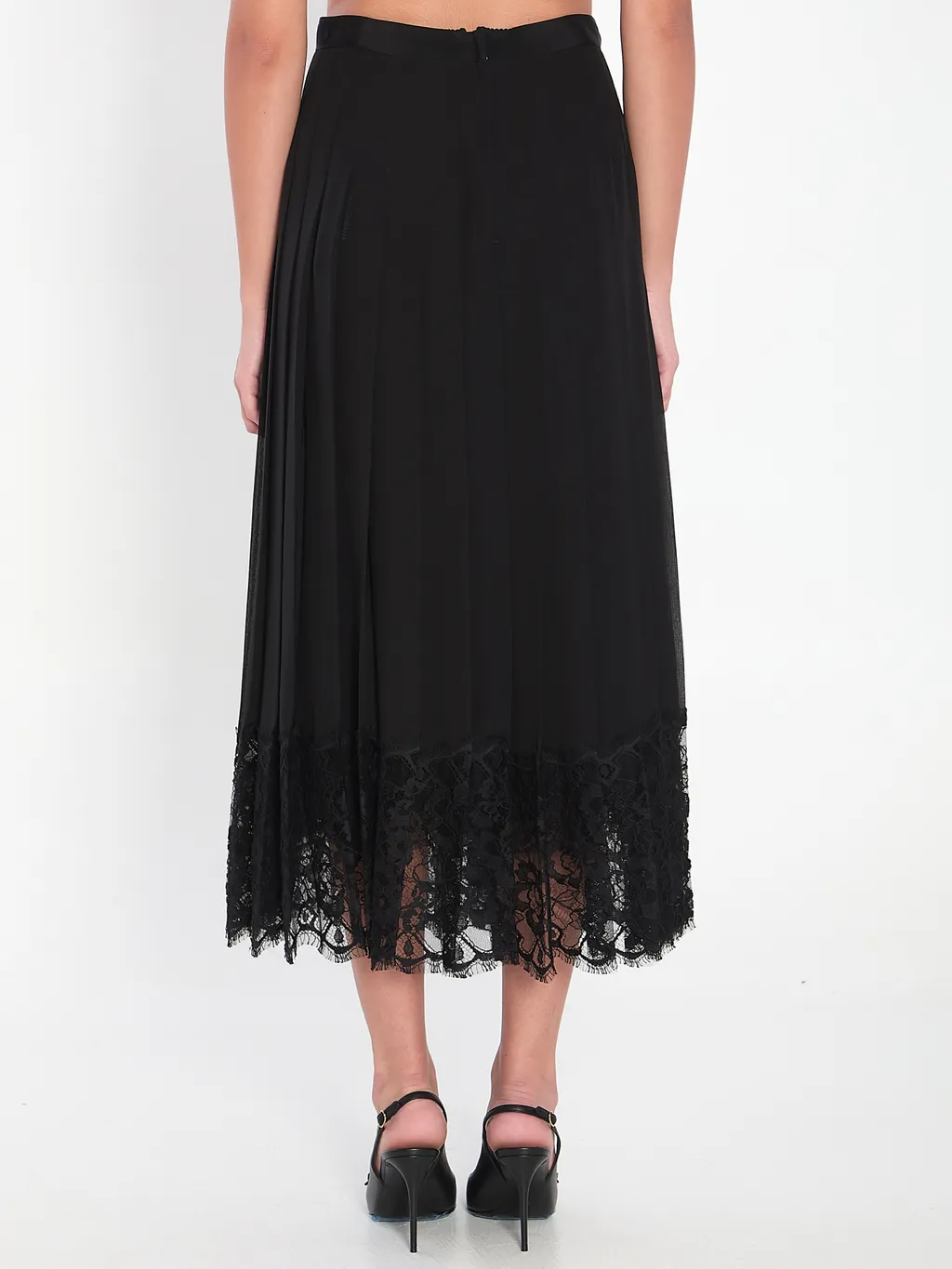 Lace-Trim Midi Skirt