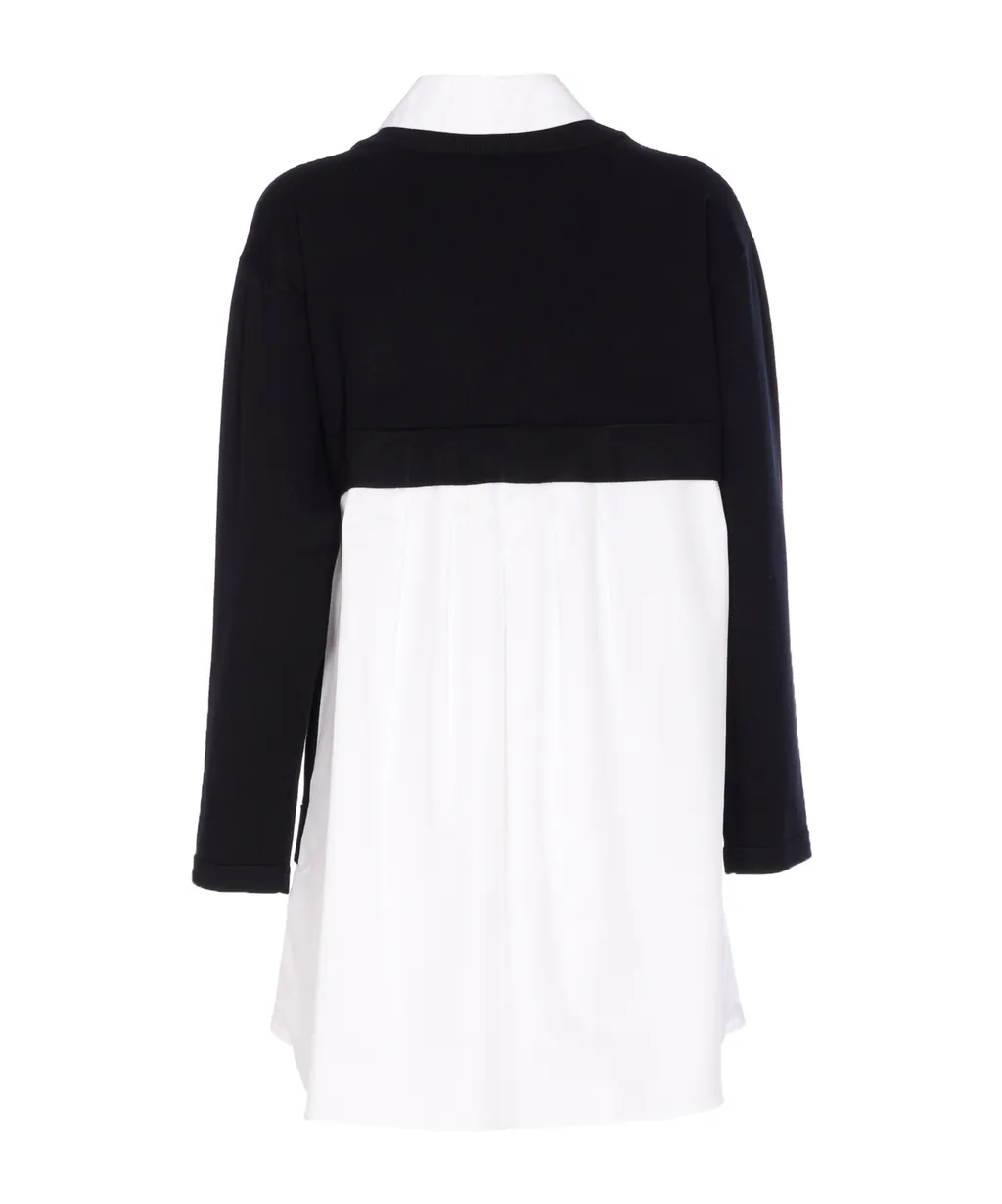 Embroidered-Logo V-Neck Mini Day Dress