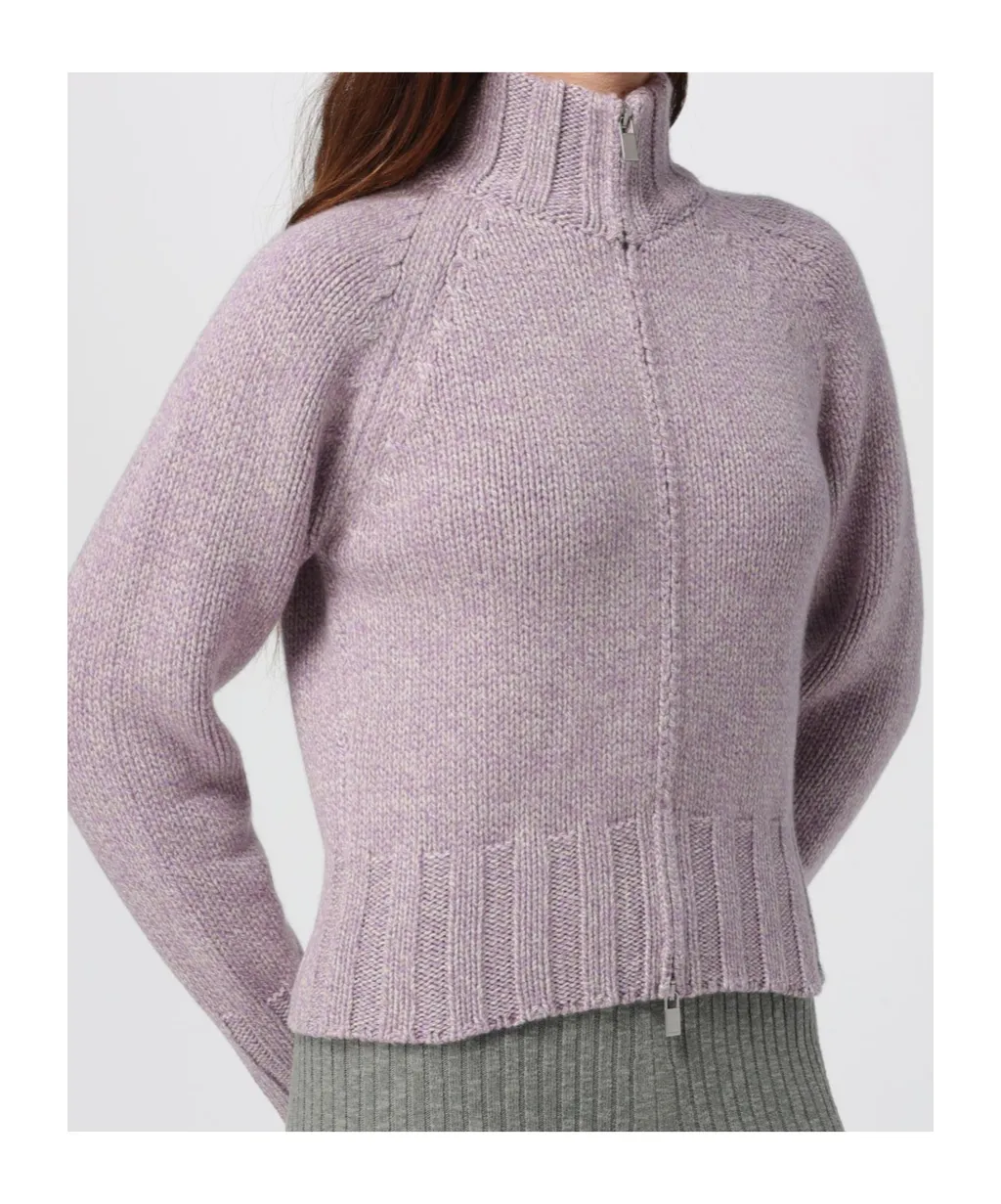 High-Neck Zip-Front Cardigan