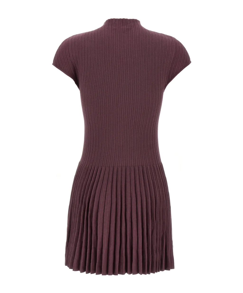 Ribbed Pleated Mini Dress