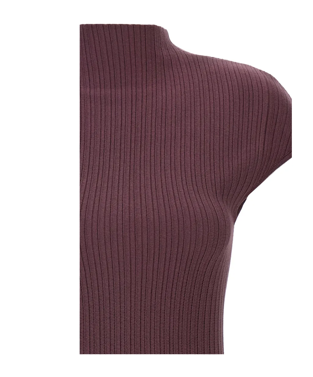 Ribbed Pleated Mini Dress