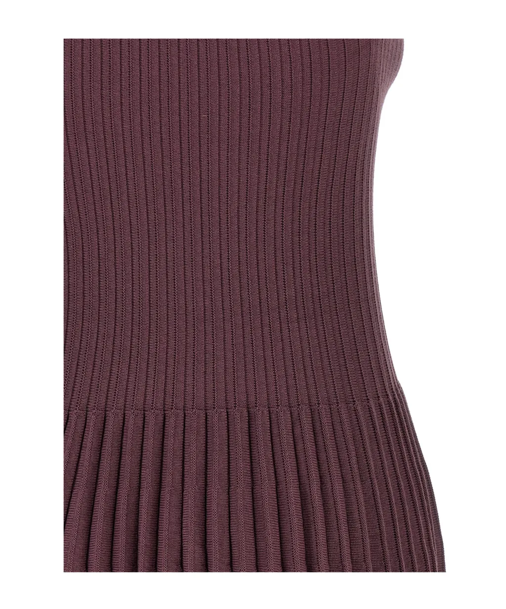 Ribbed Pleated Mini Dress