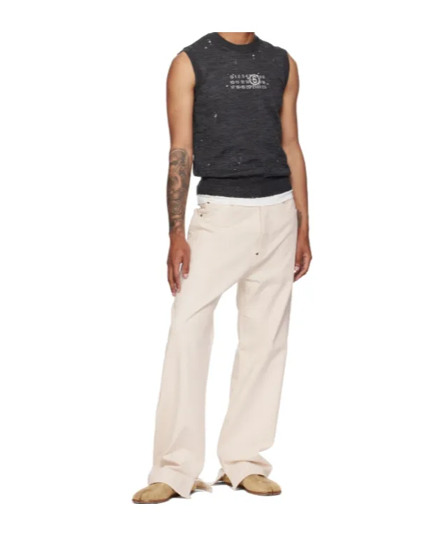 Numeric-Logo Distressed Knitted Vest