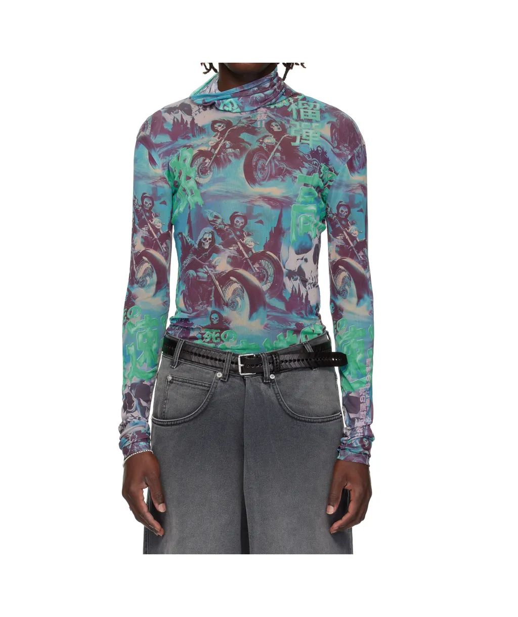Masked Mesh Turtleneck