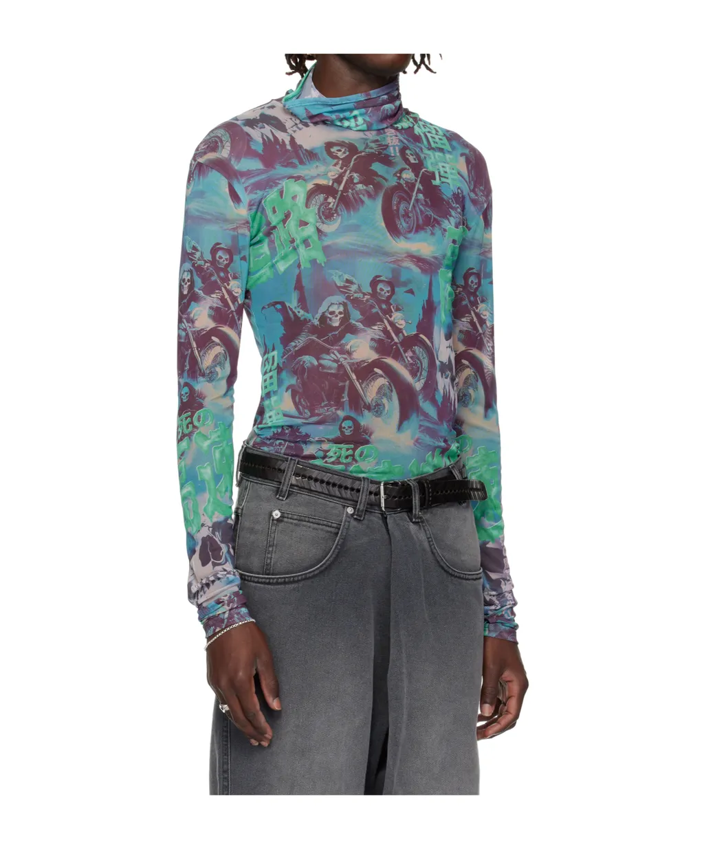 Masked Mesh Turtleneck
