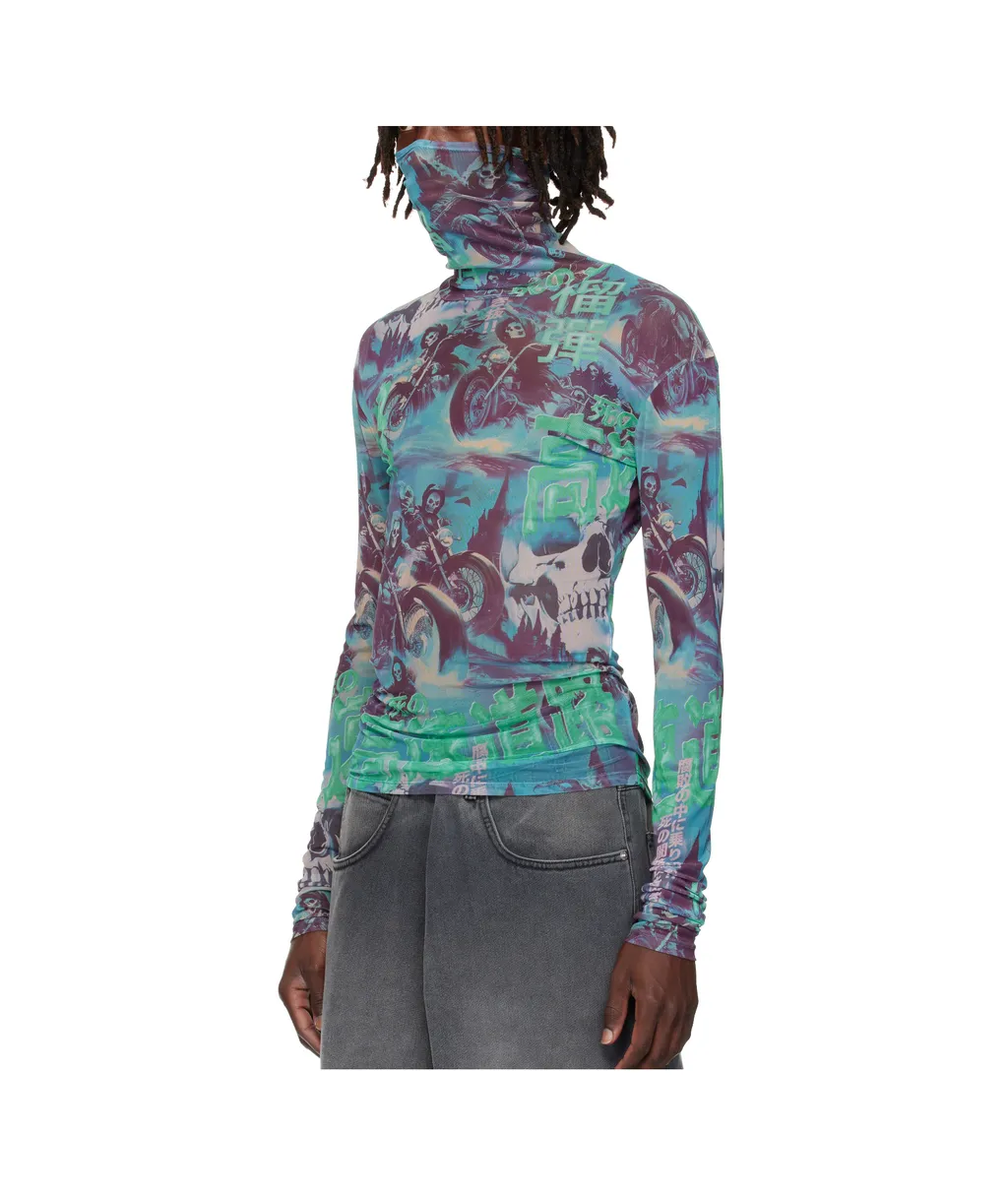 Masked Mesh Turtleneck