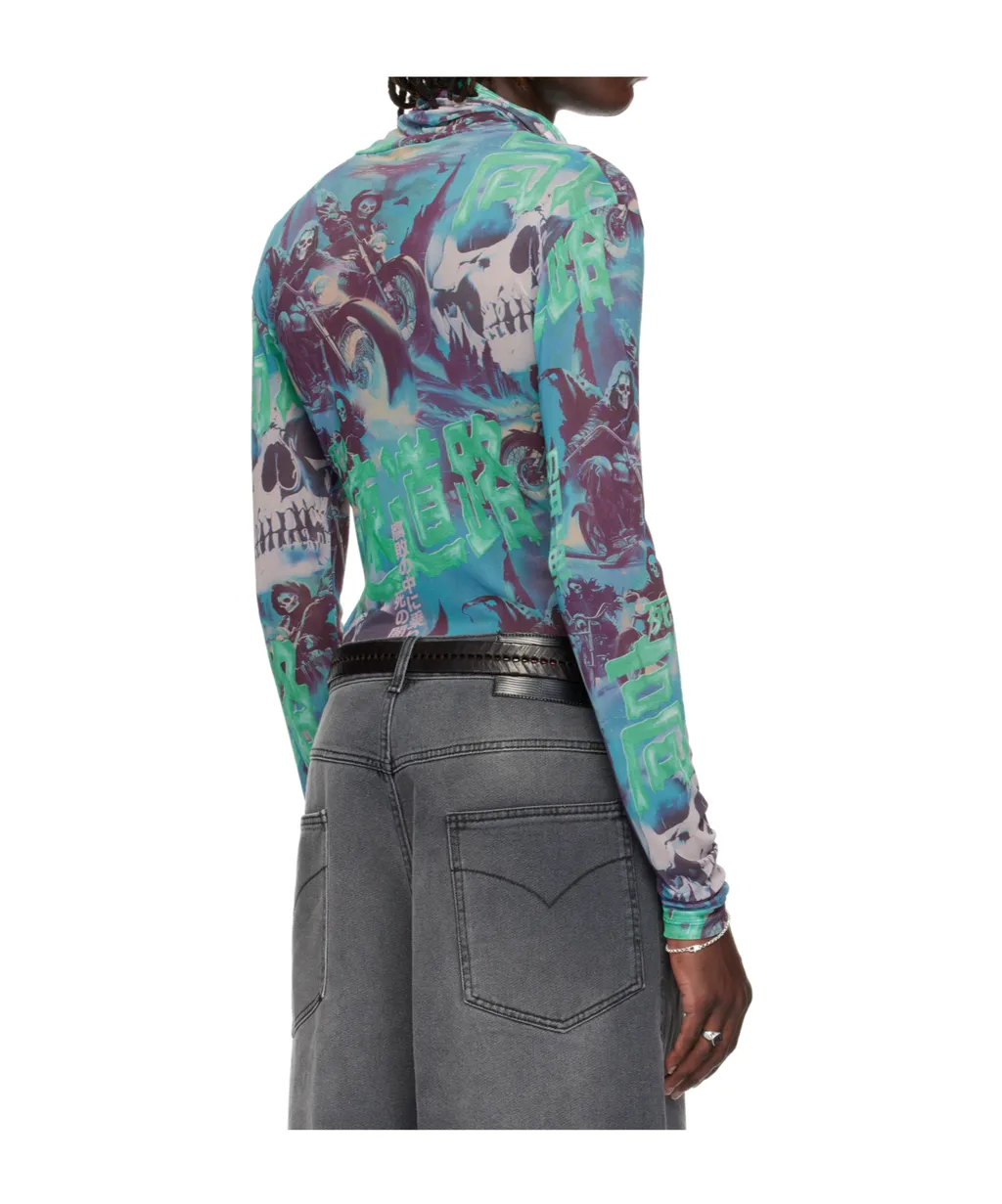 Masked Mesh Turtleneck