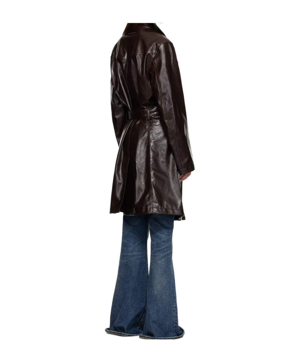 Faux Leather Trench Coat