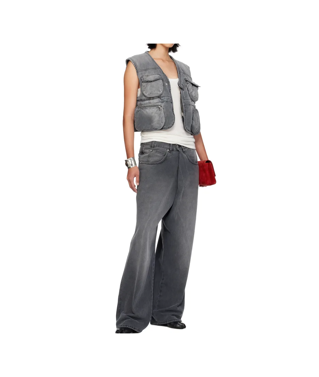 Wadded Cargo Denim Vest