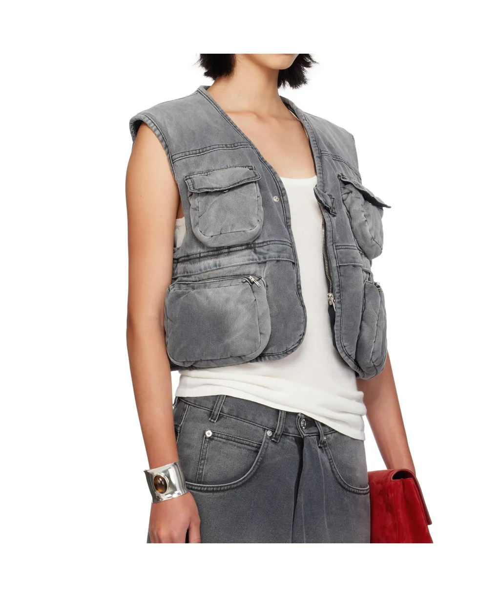 Wadded Cargo Denim Vest